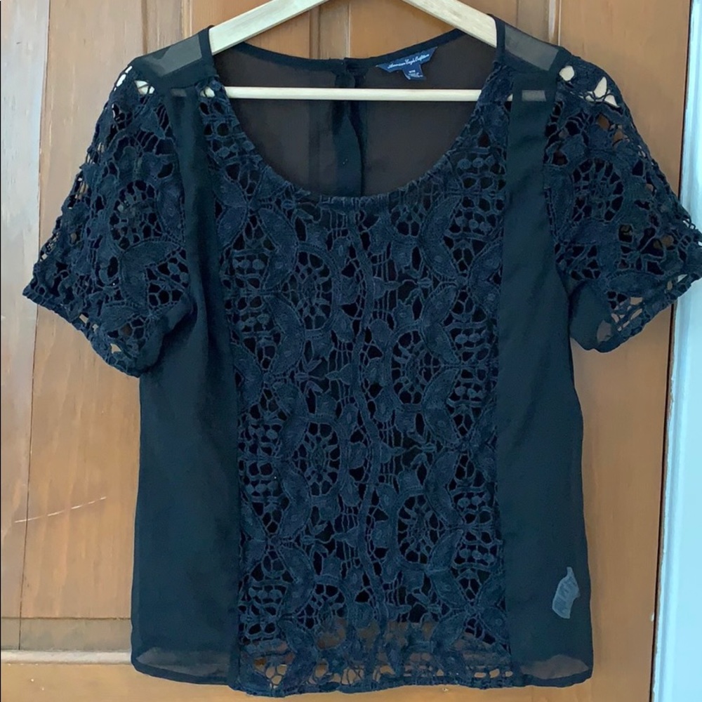 American Eagle sheer black lacy top